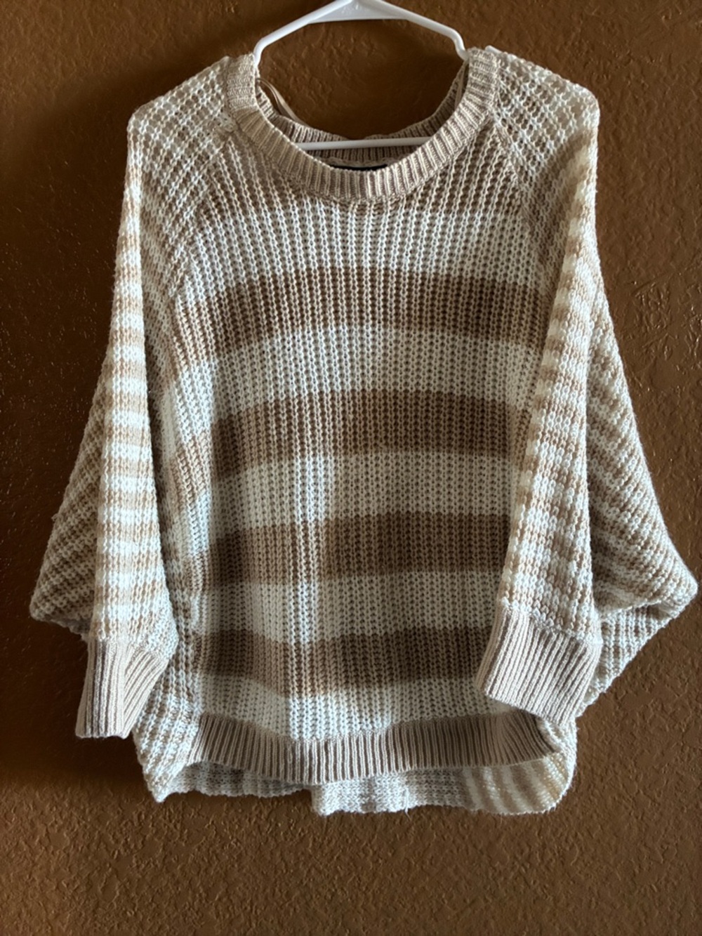 Cozy Striped Knit Sweater in Cream and Tan